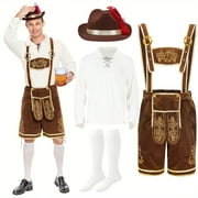 Joyfy Men's German Bavarian Oktoberfest Costume Set, Beer Costume Hat for Adults Halloween Fancy Dress Costumes and Beer Festival